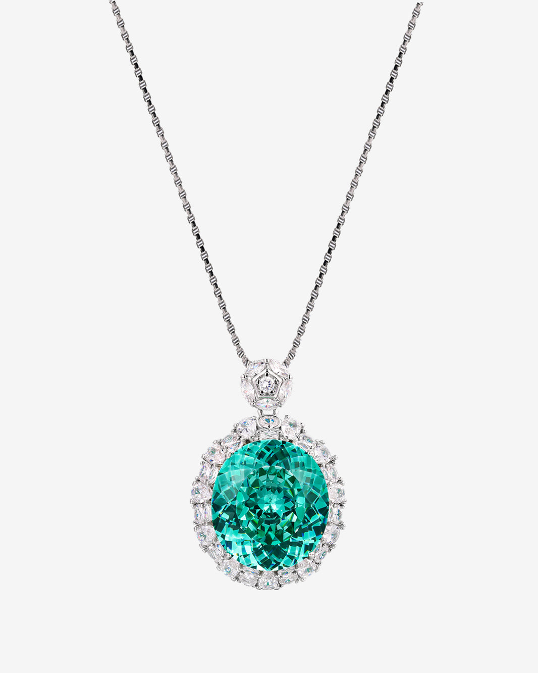 ZIRAVE Jewelry Vintage Simulated Paraiba Tourmaline Oval Nicklace