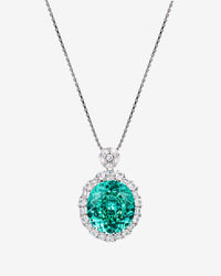 ZIRAVE Jewelry Vintage Simulated Paraiba Tourmaline Oval Nicklace