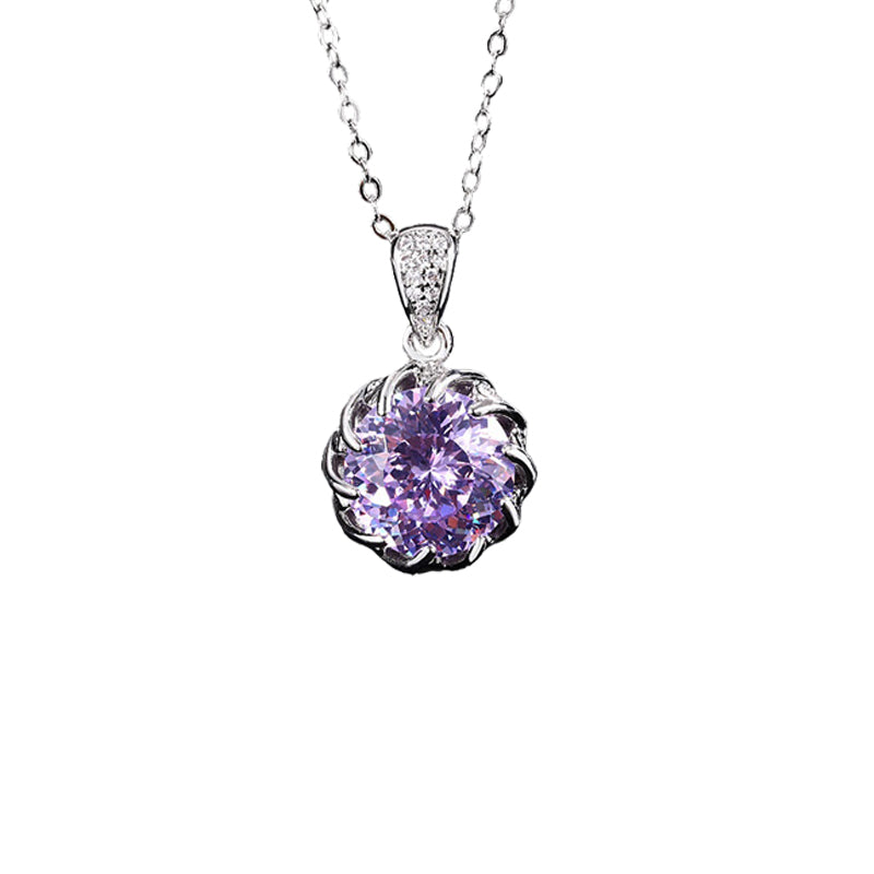 ZIRAVE Jewelry Spiral Floral Faux Gem Necklace