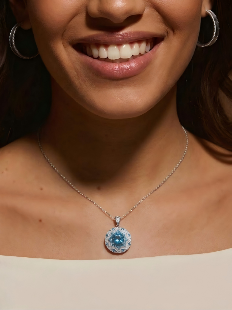 ZIRAVE jewelry simulation Blue spinel pendant