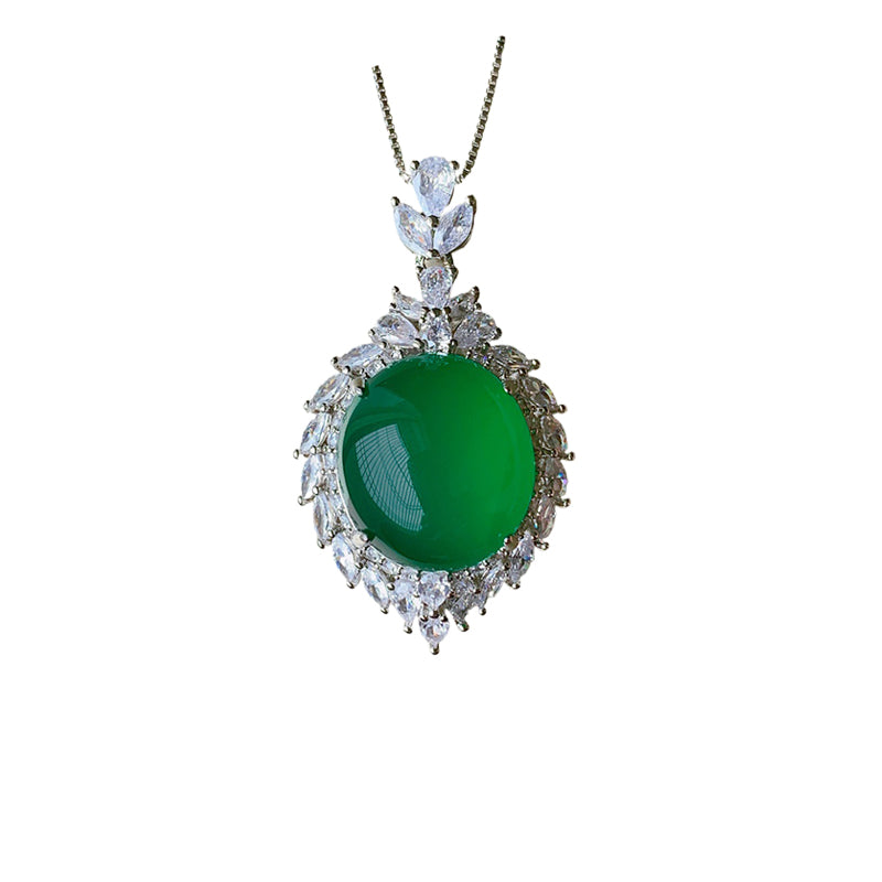 ZIRAVE Jewelry  Luxury Icy Green Agate Nicklace