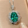 ZIRAVE Jewelry Oval Faux Pink Diamond Double Halo Necklace