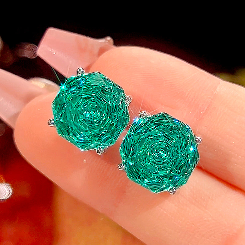 ZIRAVE Jewelry Rose Cut Paraiba Green Gemstone Earrings