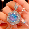 ZIRAVE Jewelry Rose Cut Paraiba Green Gemstone Jewelry Set