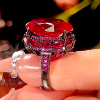 ZIRAVE Jewelry Vintage Colored Gemstone Black Gold Ring(4 Colors Available)