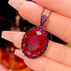 ZIRAVE jewelry simulation blue spinel premium egg-shaped  Pendant with Chain