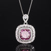 ZIRAVE Jewelry  Cushion-Cut Pink Diamond Double Halo Necklace