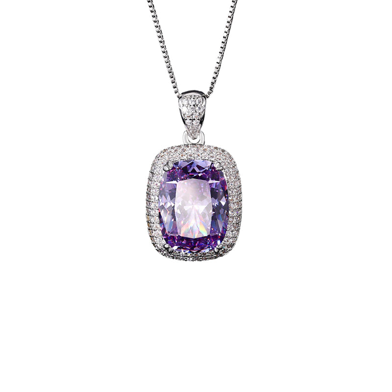 ZIRAVE Jewelry Radiant-Cut Faux Purple Diamond Pave Necklace