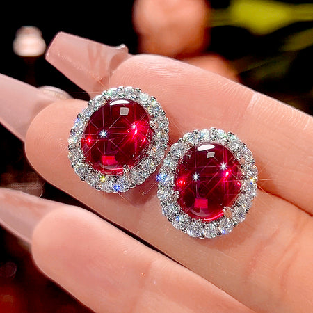 ZIRAVE Jewelry Vintage Gemstone Halo Chalcedony Earrings