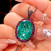 ZIRAVE jewelry simulation blue spinel premium egg-shaped  Pendant with Chain