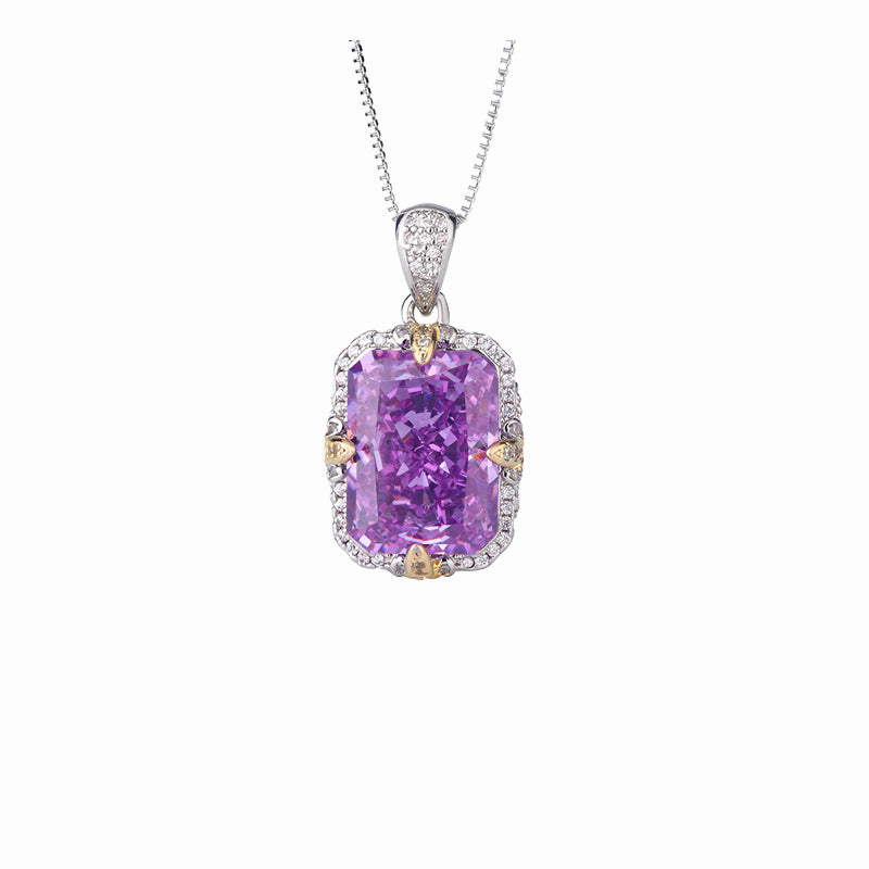 ZIRAVE Jewelry Vintage Simulated Gemstone Rectangle Nicklace 3color