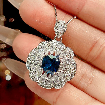 Zirave Jewelry Floral Cushion Cut Simulated Gem Jewelry Collection, Nicklace; Open Ring