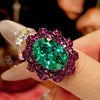Zirave Jewelry Vintage Black Plating Oval Simulated Gem Jewelry Collection, Nicklace; Open Ring