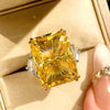 Zirave Jewelry Large Rectangle Cut Gemstone Open Ring, Adjustable Statement Ring