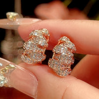 Zirave Jewelry Gold Spiral Pave Zircon Huggie Earrings