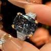 Zirave Jewelry Two-tone Cushion Cut Simulated Gem Statement Ring, Adjustable Open Ring