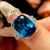 Zirave Jewelry Two-tone Cushion Cut Simulated Gem Statement Ring, Adjustable Open Ring