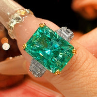 Zirave Jewelry Radiant Cut Simulated Gemstone Two-Tone Cocktail Ring