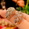 Zirave Jewelry Pavé Diamond C-Shape Gold Statement Stud Earrings