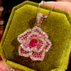 ZIRAVE jewelry simulation red corundum rose light  Pendant with Chain