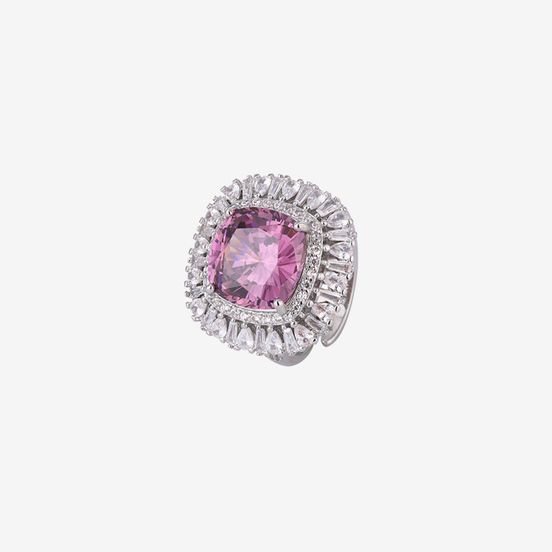 ZIRAVE Jewelry  Cushion-Cut Pink Diamond Double Halo Ring