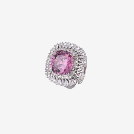 ZIRAVE Jewelry  Cushion-Cut Pink Diamond Double Halo Ring