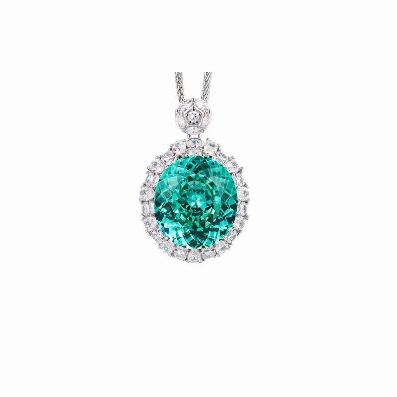 ZIRAVE Jewelry Vintage Simulated Paraiba Tourmaline Oval Nicklace