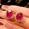 ZIRAVE Jewelry Imitation Blue Spinel Sugarloaf Vintage Earrings