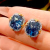 ZIRAVE Jewelry Vintage Pink Sugarloaf Two-Tone Gold Halo Earrings