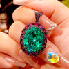 ZIRAVE Jewelry Vintage Oval Emerald Halo Nicklace