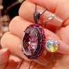 ZIRAVE Jewelry Vintage Oval Emerald Halo Nicklace