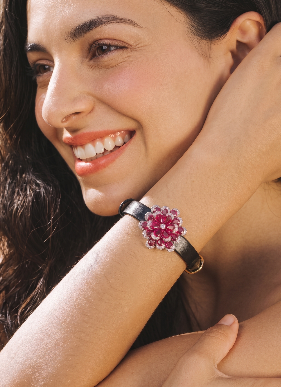 ZIRAVE Jewelry Imitation Ruby Eternal Flower High-end Luxury Gift Bracelet