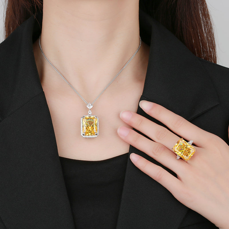 ZIRAVE Jewelry Radiant-Cut Simulated Yellow Diamond Ring