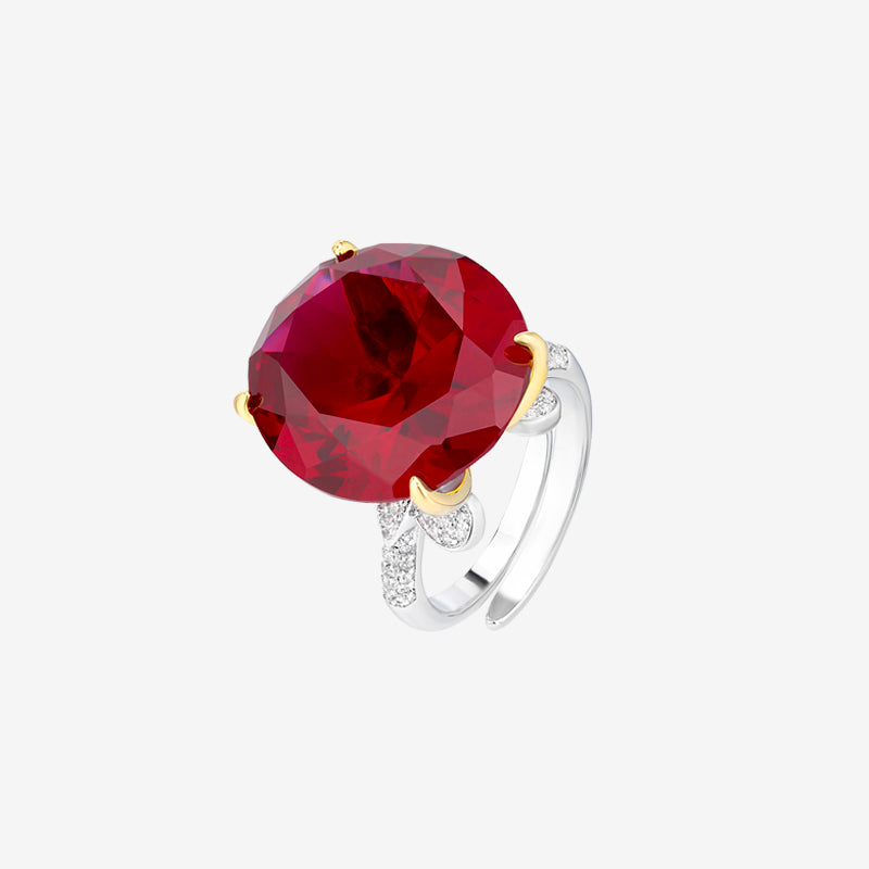 Zirave Jewelry Two-Tone Large Oval Simulated Gemstone Adjustable Ring