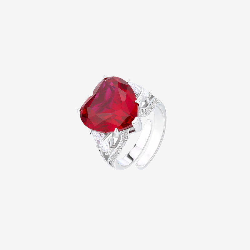 ZIRAVE Jewelry Heart-Shaped Gemstone Adjustable Ring (Multi-Color Options)