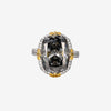 ZIRAVE Jewelry Vintage Pink Sugarloaf Two-Tone Gold Halo Ring