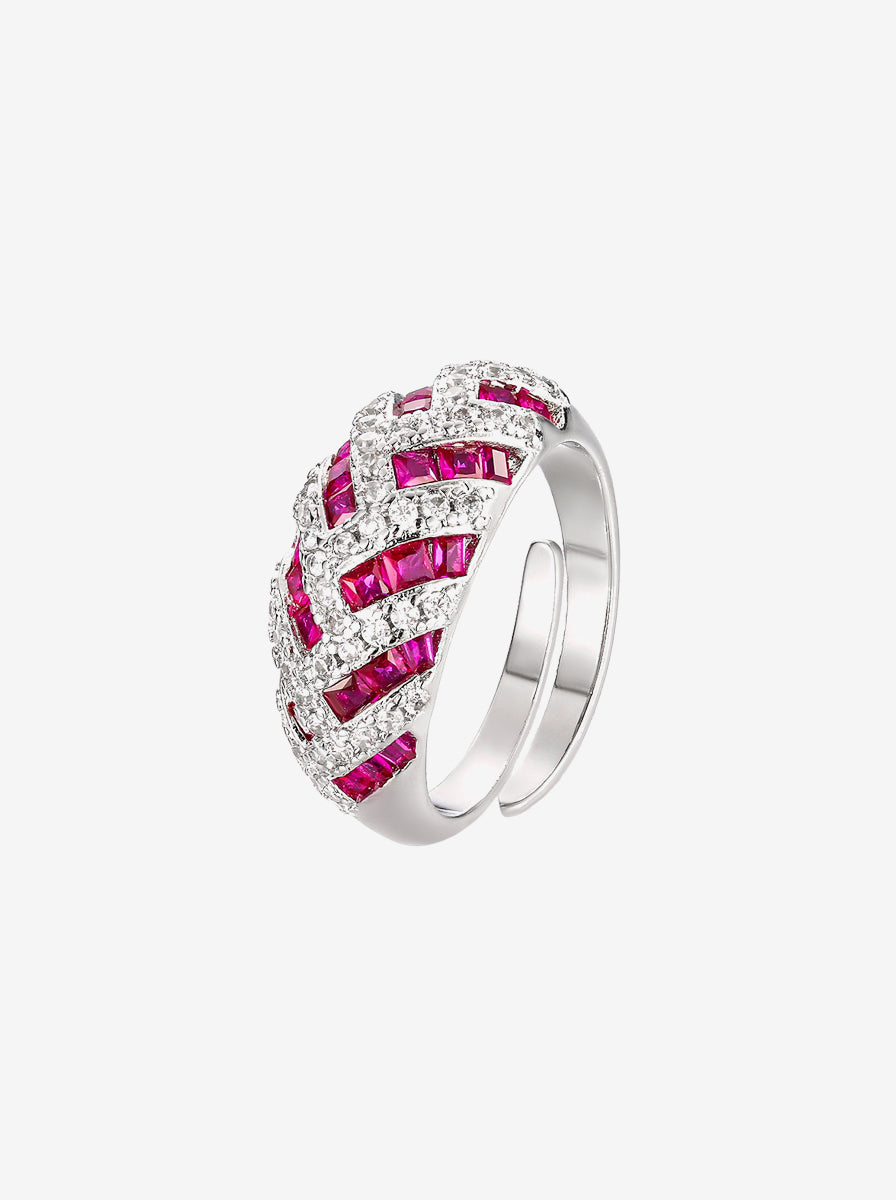 ZIRAVE Jewelry, Copper-Based Gold-Plated Synthetic Ruby Vintage Ring