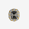 ZIRAVE Jewelry Two-Tone Faux Pigeon Blood Ruby Halo Ring