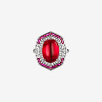 ZIRAVE Jewelry Vintage Gemstone Halo Chalcedony Ring