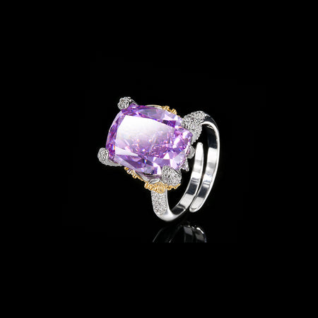 ZIRAVE Jewelry Radiant-Cut Faux Gem Four-Prong Ring (Multi-Colors Available)