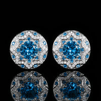 ZIRAVE jewelry simulation blue spinel/red corundum earrings