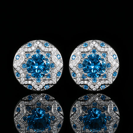 ZIRAVE jewelry simulation blue spinel/red corundum earrings