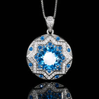 ZIRAVE jewelry simulation Blue spinel pendant with box chain