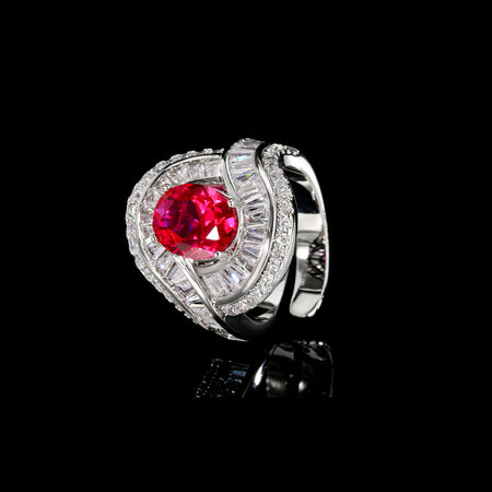 ZIRAVE Jewelry Oval Faux Gem Intertwined Halo Ring (Multi-Colors Availabl