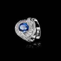 ZIRAVE Jewelry Oval Faux Gem Intertwined Halo Ring (Multi-Colors Availabl