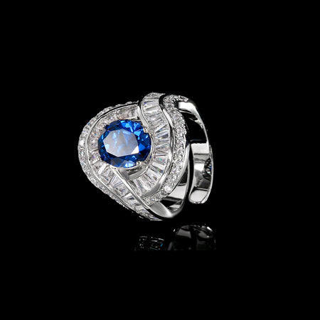 ZIRAVE Jewelry Oval Faux Gem Intertwined Halo Ring (Multi-Colors Availabl