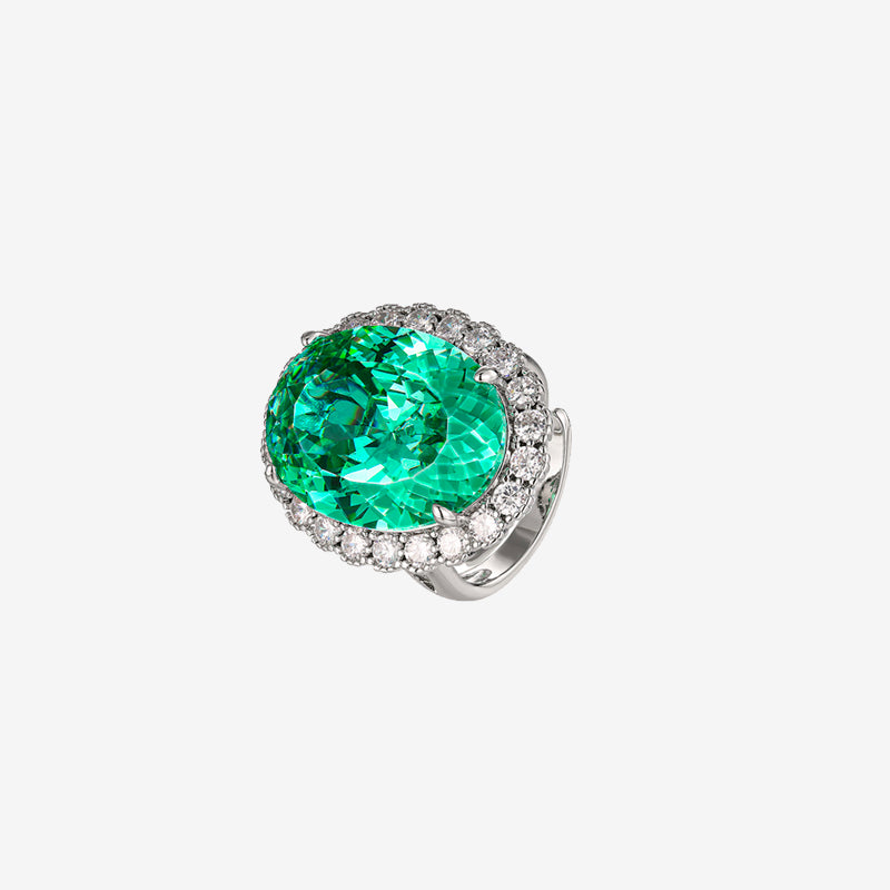 ZIRAVE Jewelry Simulation Pala Green Ring in White Gold