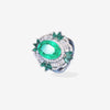 Vintage Simulated Emerald Floral Halo Ring