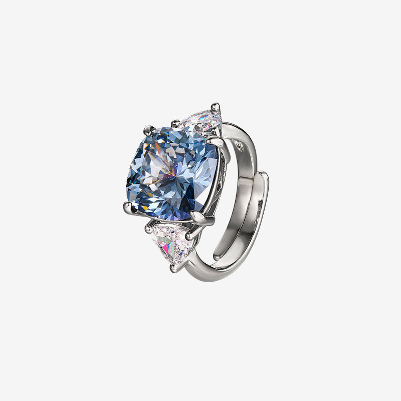 ZIRAVE Jewelry Vintage Simulated Blue Diamond Cushion Ring