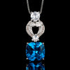 ZIRAVE Jewelry Vintage Simulated Blue Diamond Cushion Nicklace
